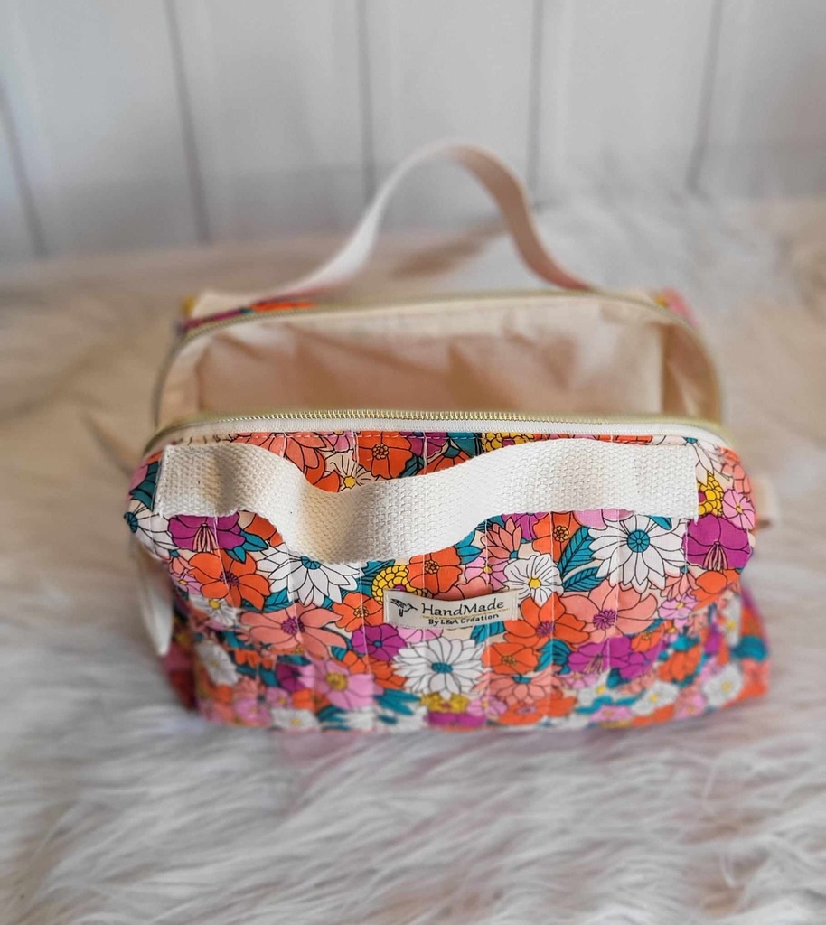 Trousse maquillage - petit vanity matelassée - coton imprimé au choix - PERSONNALISABLE - SUR COMMANDE