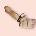 Attache tétine lapin en bois et tissu coton à pois doré au choix - Ecusson personnalisable