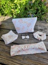 KIT cadeau : Trousse maquillage + 4 lingettes + 1 barrette + 1 chouchou + 1 bandeau - en gaze de coton Liberty -  BIO au choix 