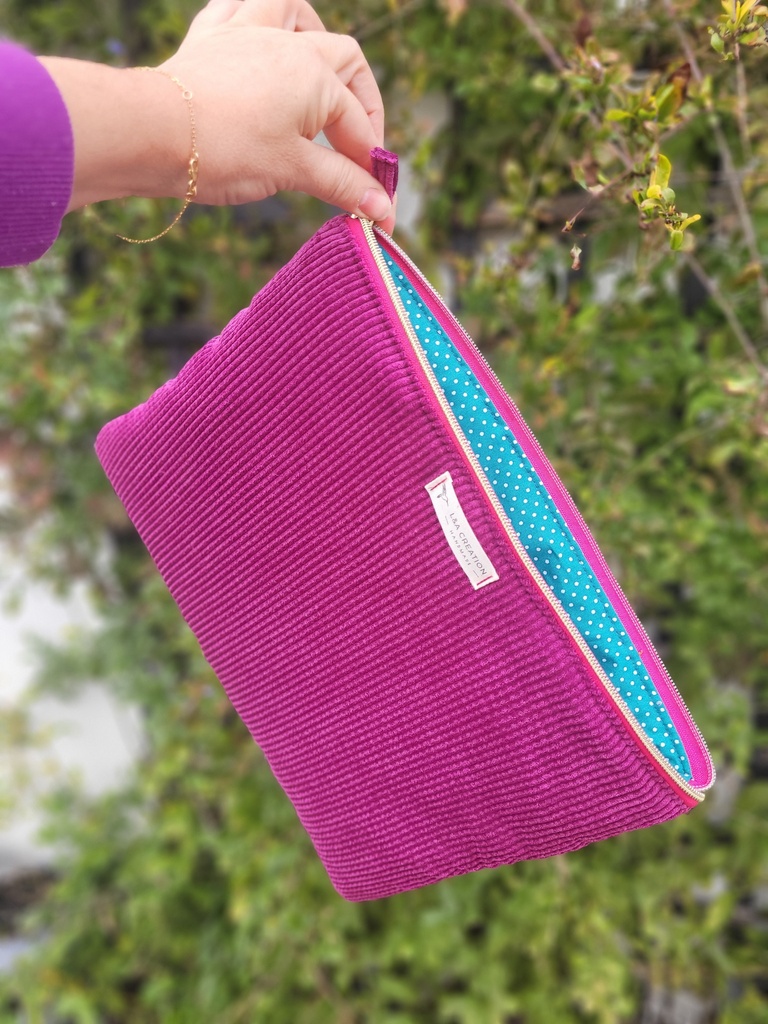 Pochette Ipad - Tablette - velours côtelé et coton - couleur au choix - PERSONNALISABLE - SUR COMMANDE