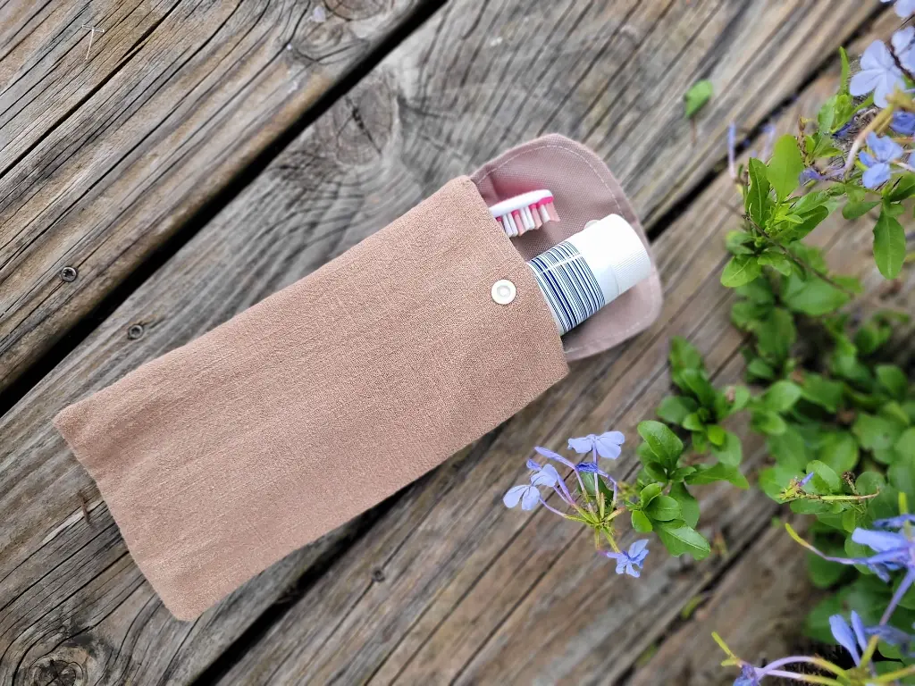 Etui à brosse à dent en lin, imperméable