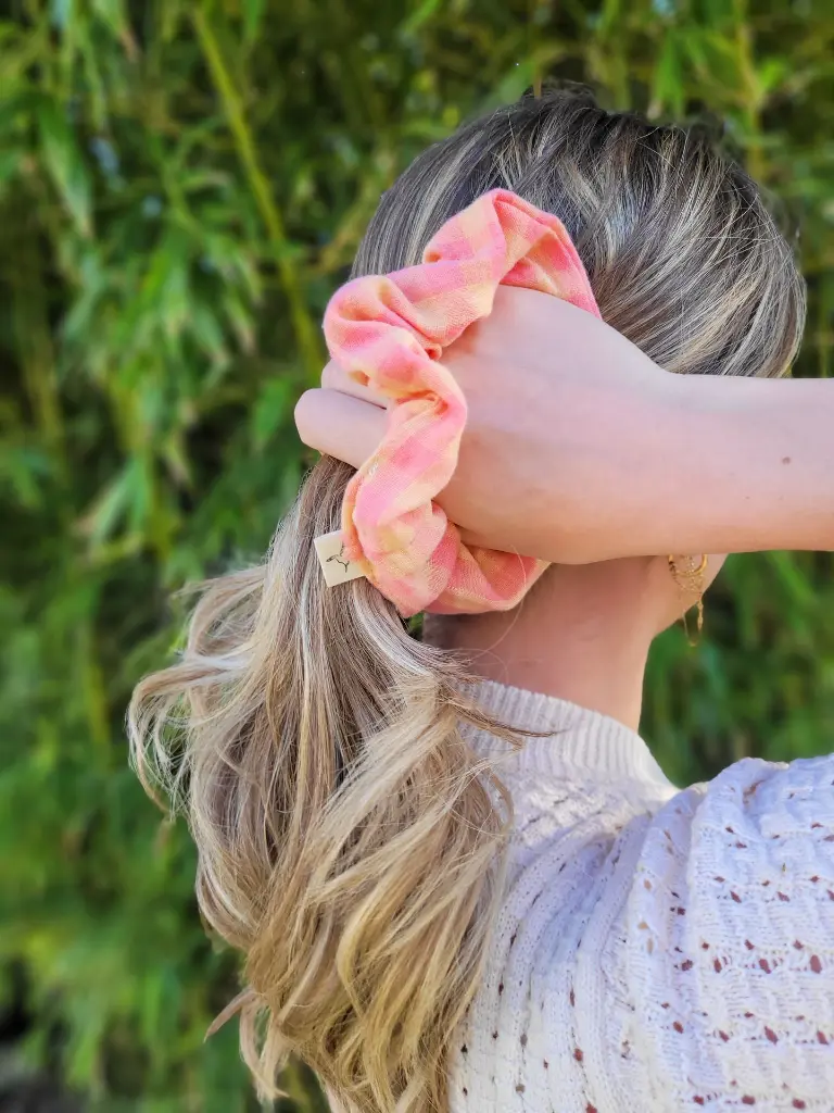 Chouchou scrunchie vichy tout doux coton bio L&A Création