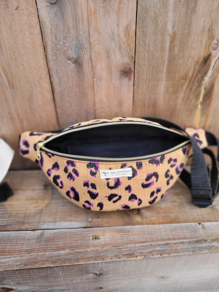 Sac Banane en coton BIO LEPOARD - motif au choix - personnalisable - Sur commande