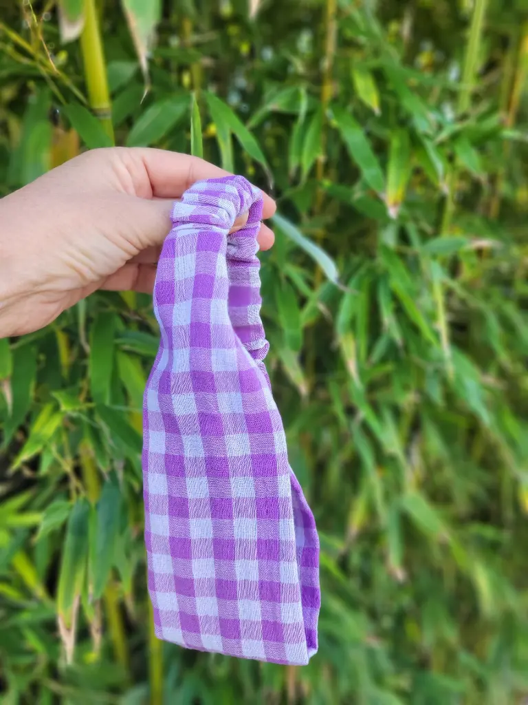 Bandeau cheveux carreaux vichy Mauve