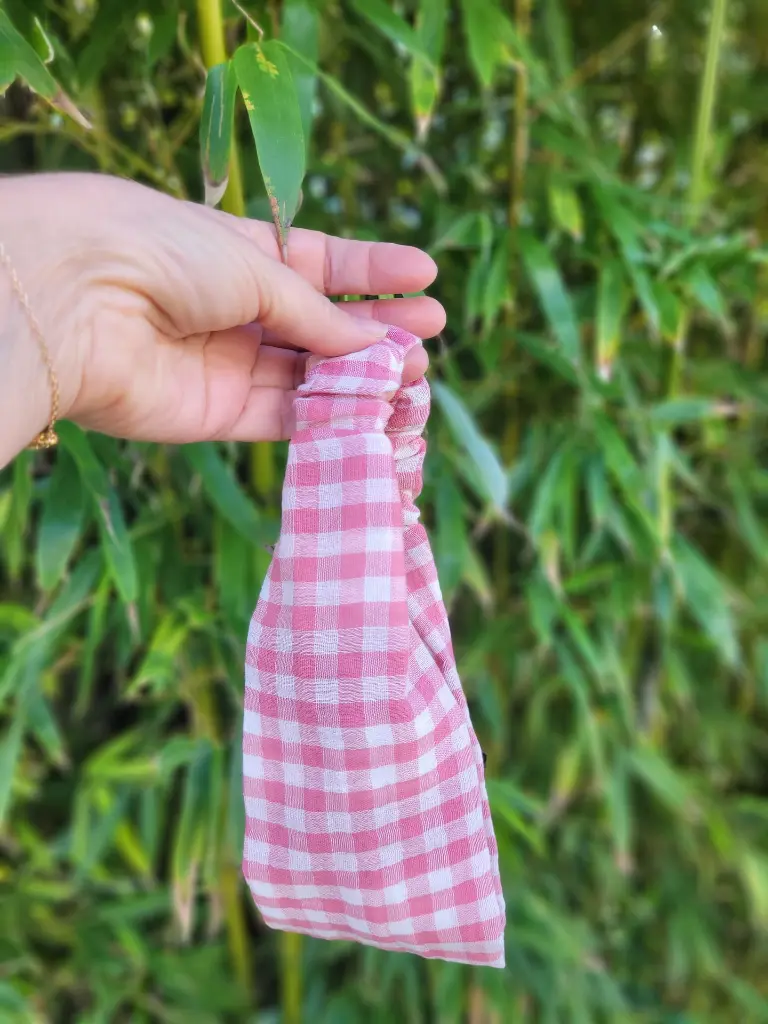 Bandeau cheveux carreaux vichy rose