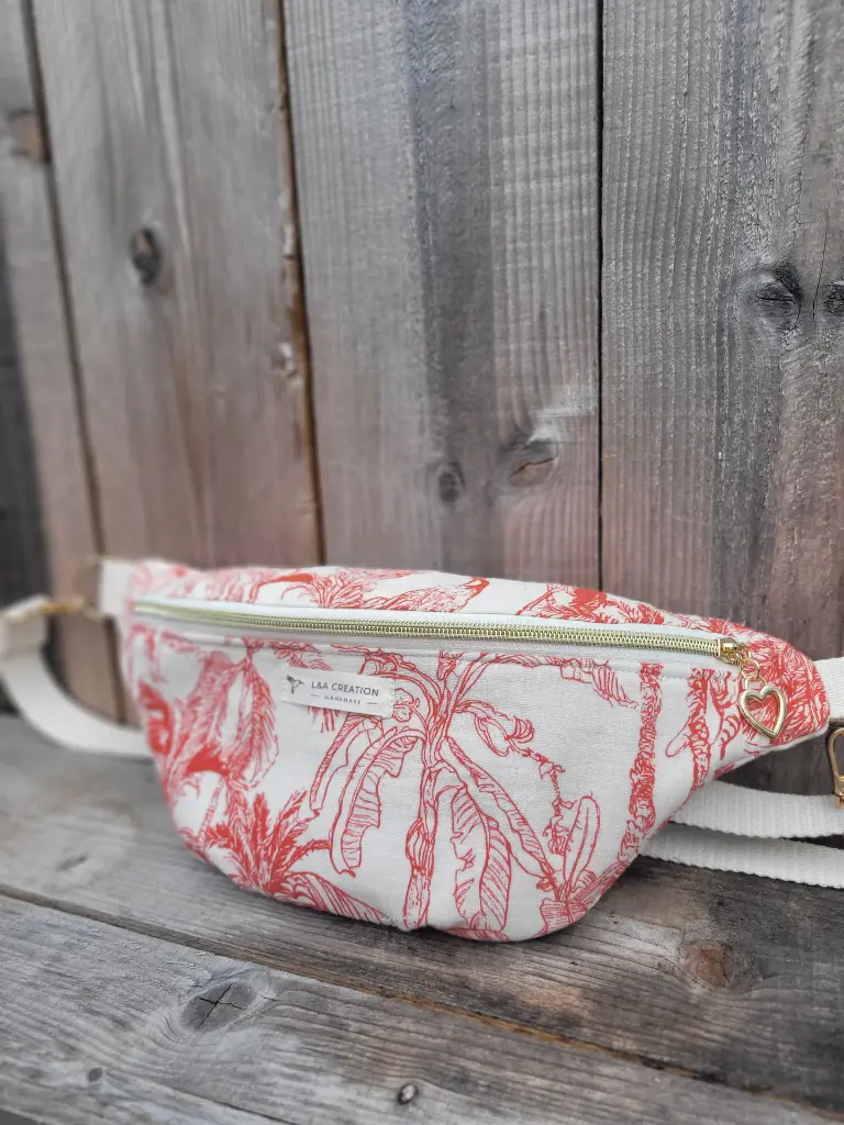 Sac banane en coton bio style toile de Jouy L&A Création
