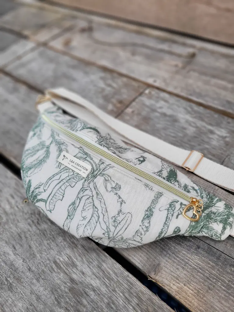 Sac banane en coton bio style toile de Jouy L&A Création