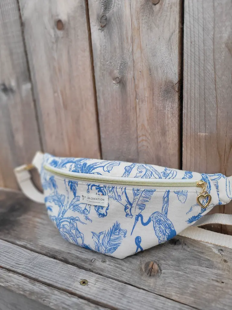 Sac banane en coton bio style toile de Jouy L&A Création