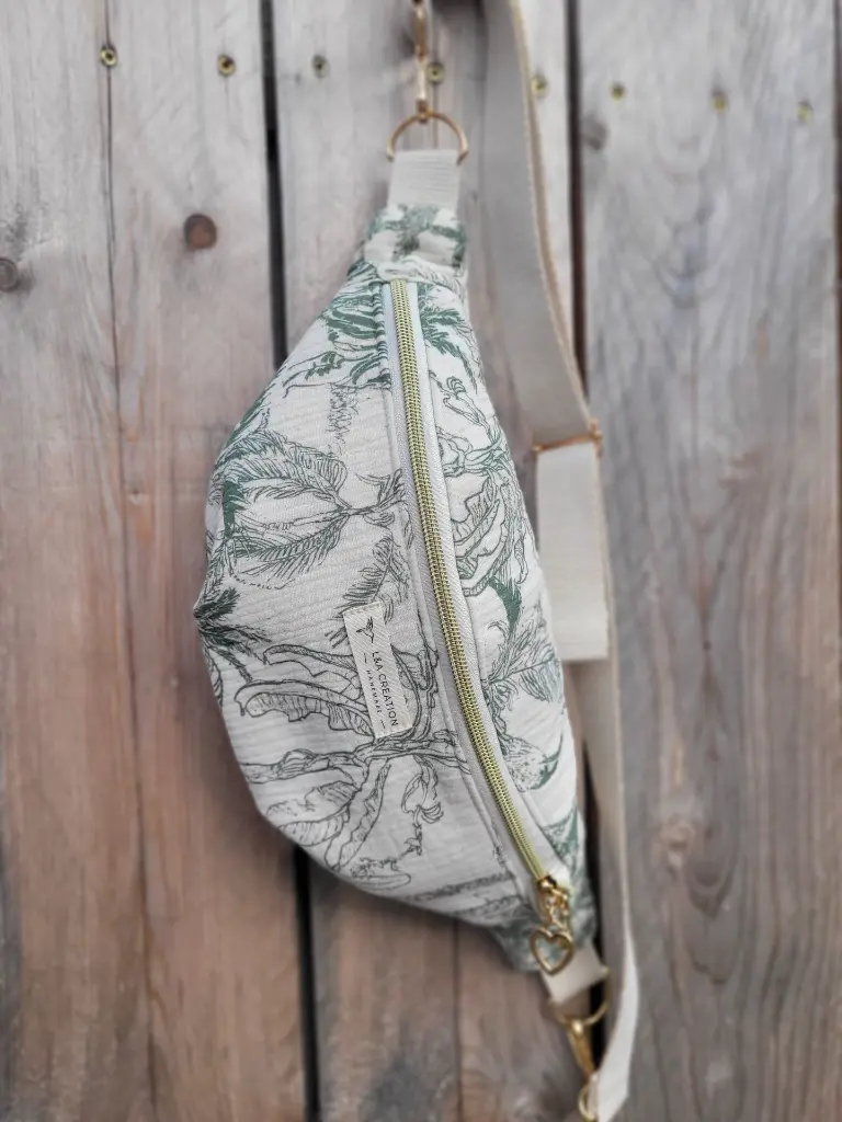 Sac banane en coton bio style toile de Jouy L&A Création