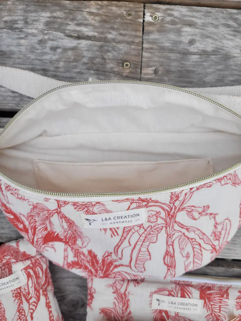 Sac banane en coton bio style toile de Jouy L&A Création