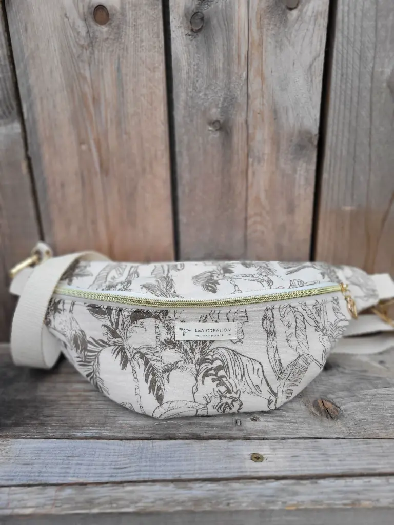 Sac banane en coton bio style toile de Jouy L&A Création