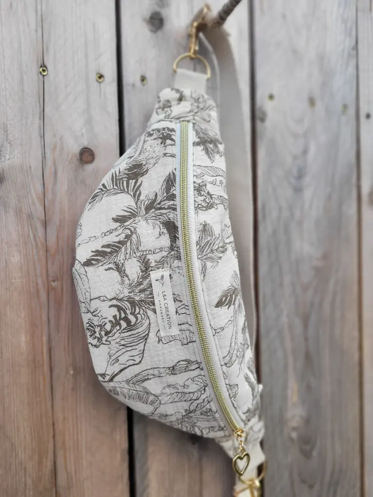Sac banane en coton bio style toile de Jouy L&A Création