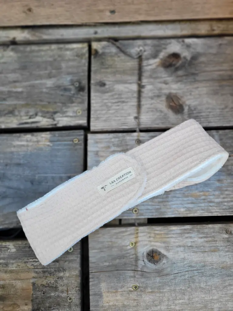 Bandeau de soin skincare en nid abeille coton bio et Bambou- règlable L&A Création