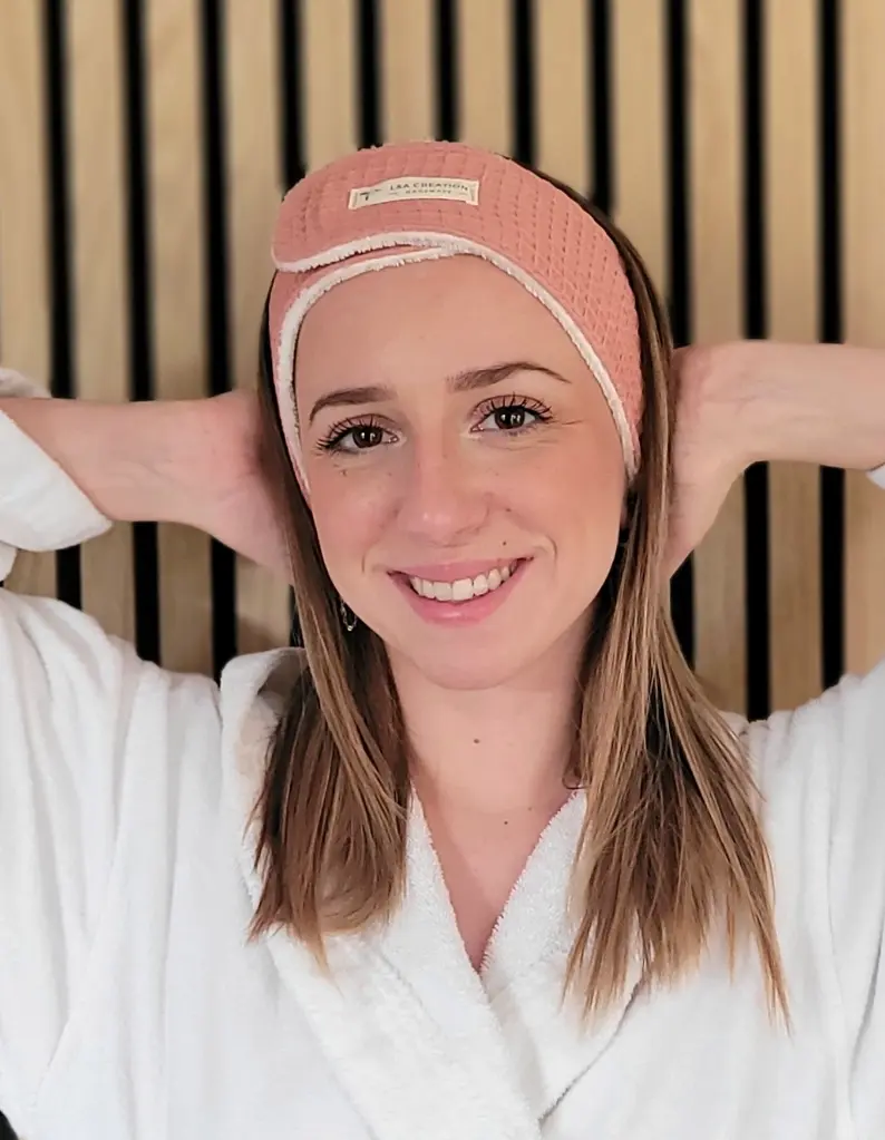 Bandeau de soin skincare en nid abeille coton bio et Bambou- règlable L&A Création