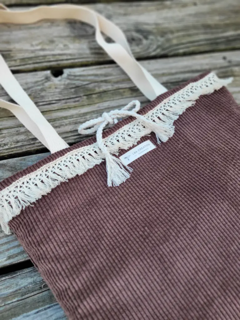 sac cabas en velours côtelé  Bohème L&A Création