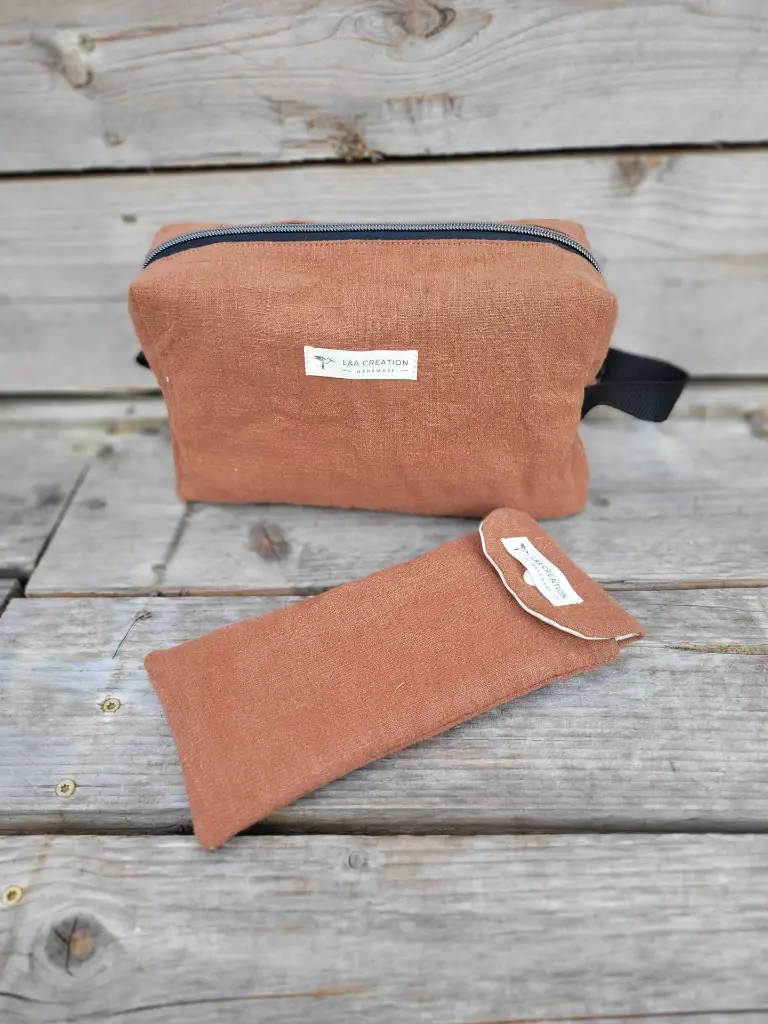 Trousse de toilette en lin -  imperméable - pour homme