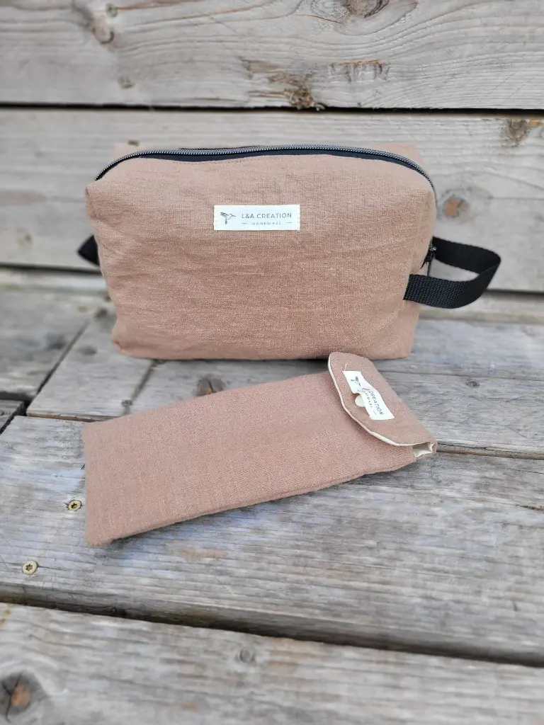 Trousse de toilette en lin -  imperméable - pour homme