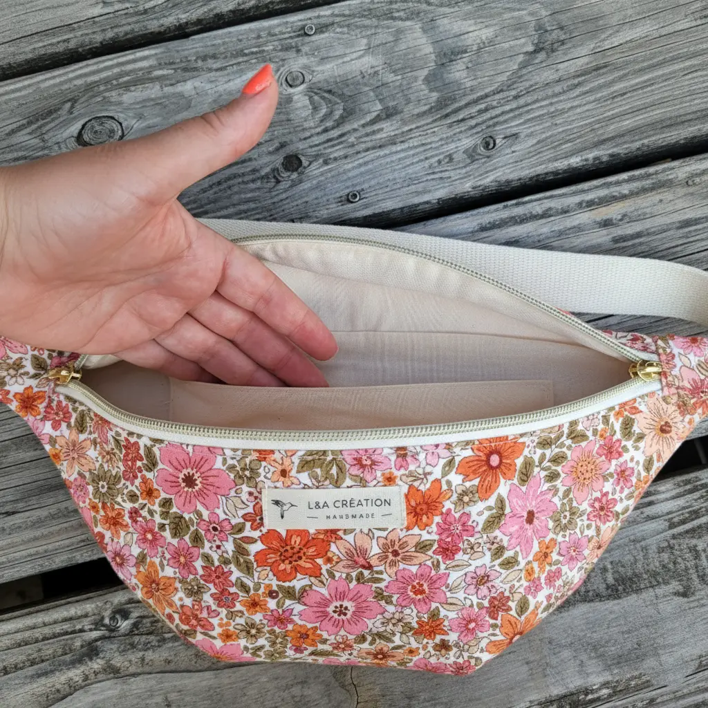 Sac banane coton fleurs bohème