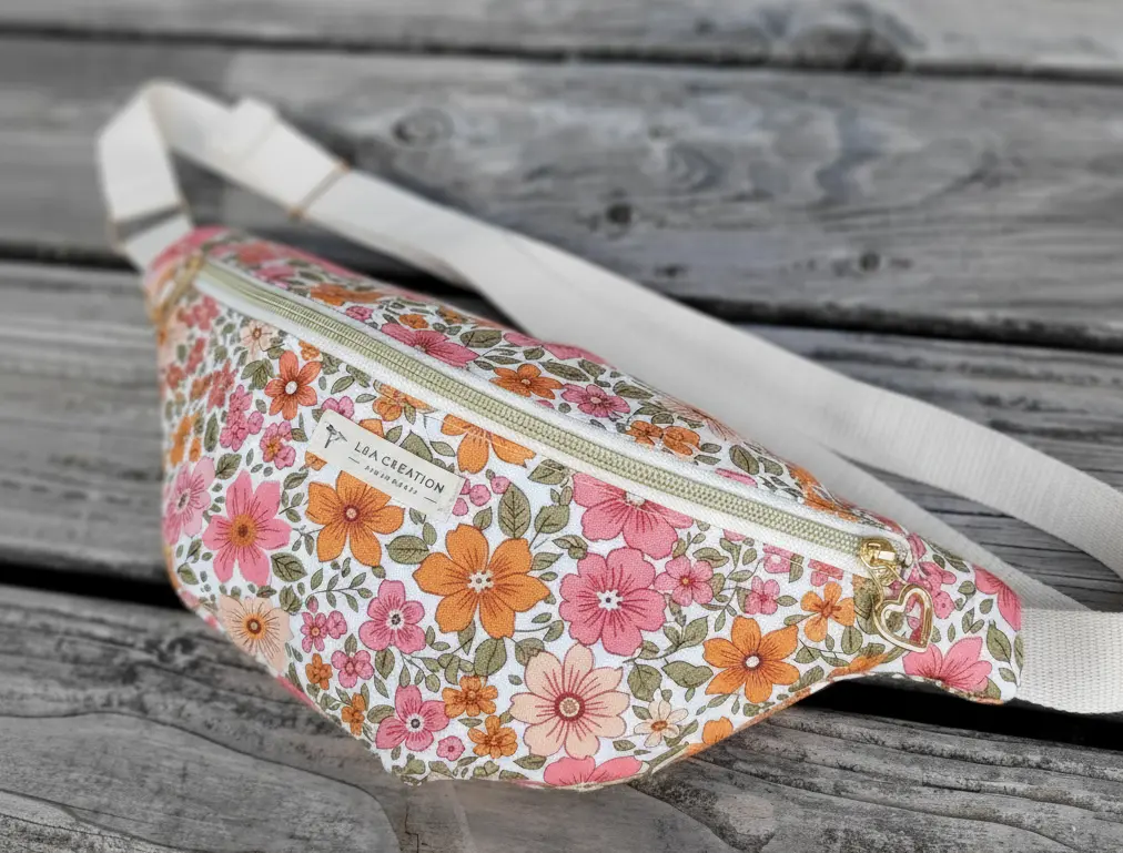 Sac banane coton fleurs bohème