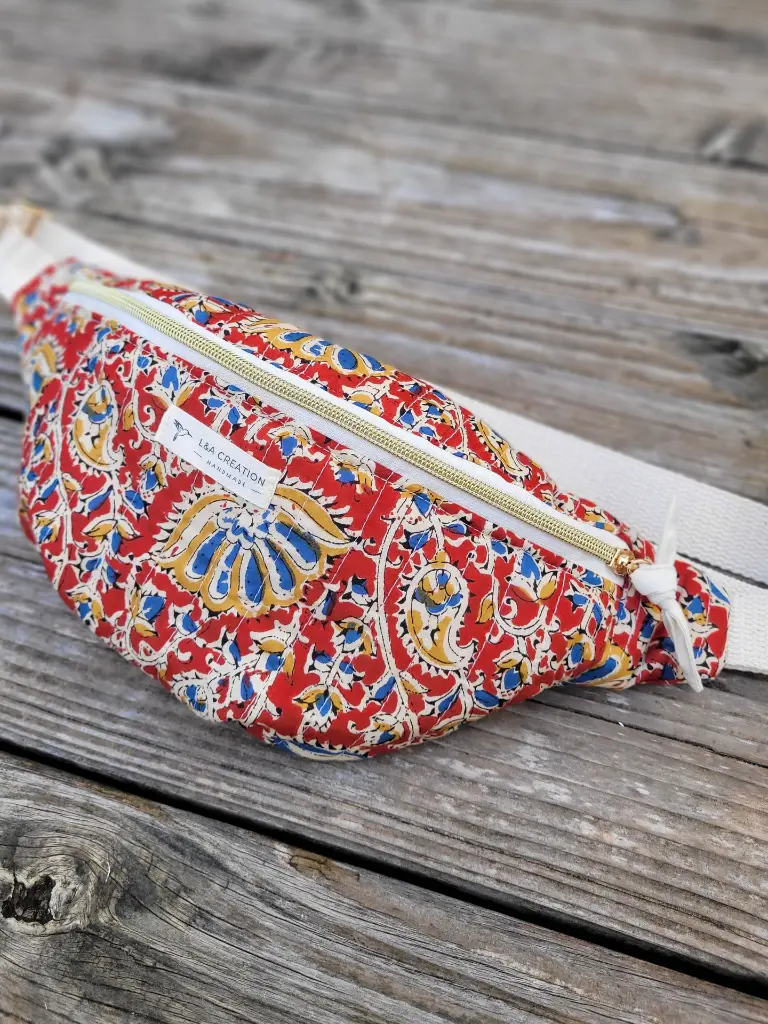 Sac banane matelassé en tissu Indien HandBlock Print