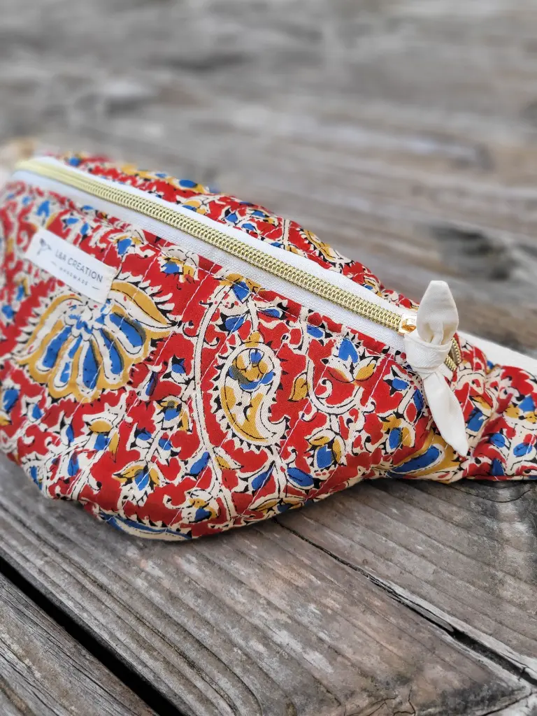 Sac banane matelassé en tissu Indien HandBlock Print