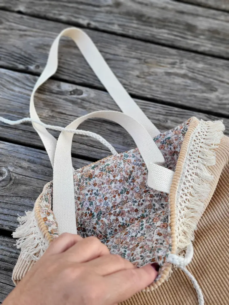 sac cabas en velours côtelé  Bohème L&A Création