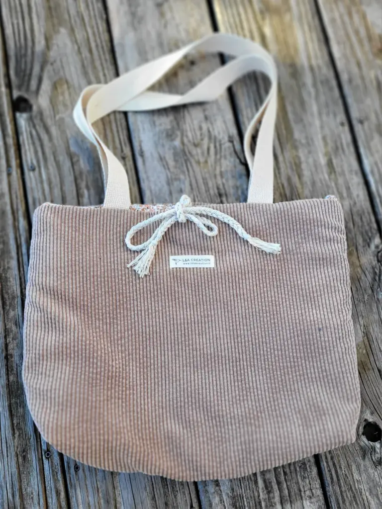 sac cabas en velours côtelé  Bohème L&A Création
