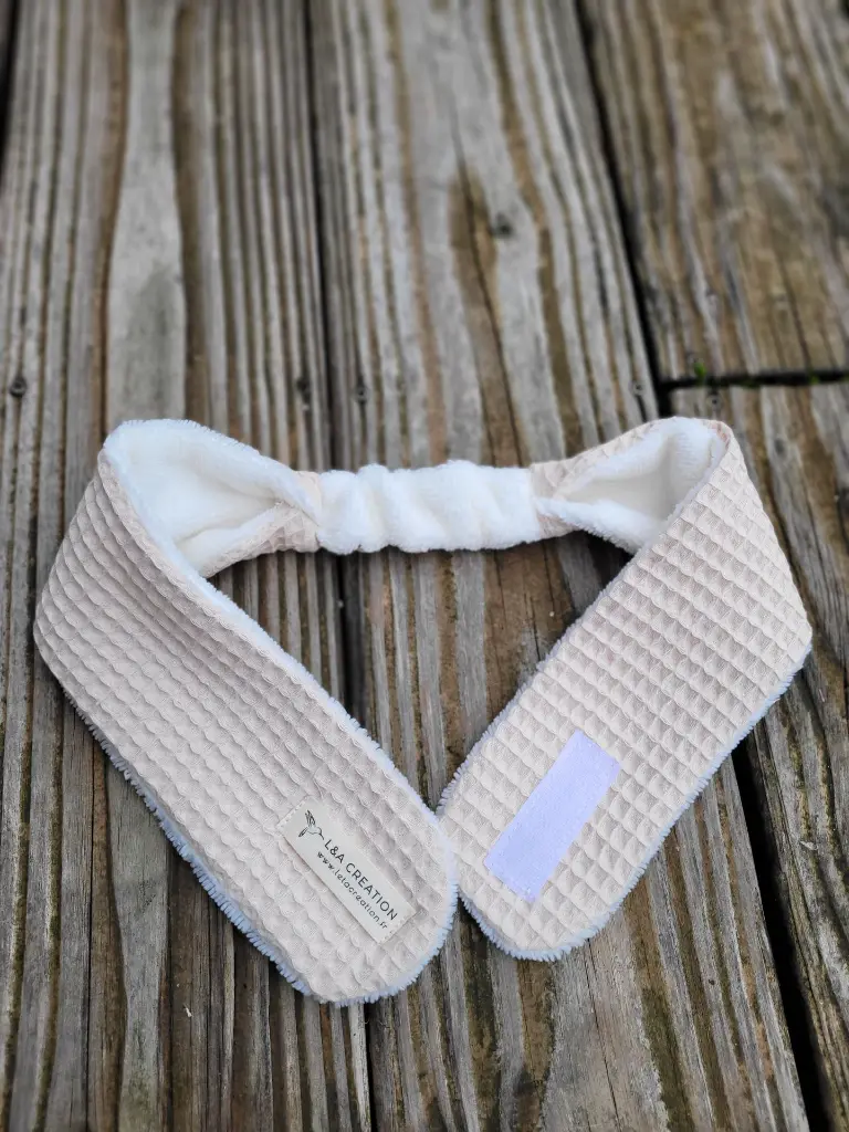 Bandeau de soin skincare en nid abeille coton bio et Bambou- règlable L&A Création