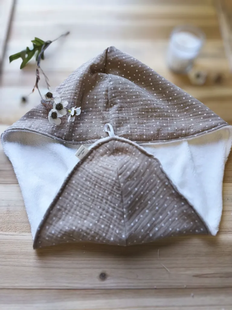 serviette turban pour cheveux - gaze coton bio et bambou - L&A Création