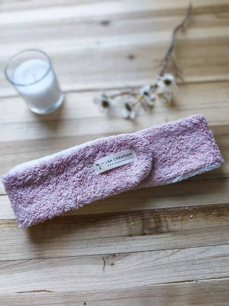 Bandeau de soins skincare en éponge Bio rose