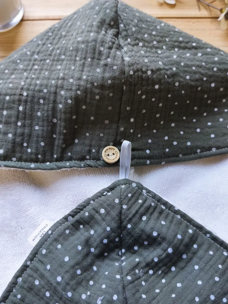 serviette turban pour cheveux - gaze coton bio et bambou - L&A Création