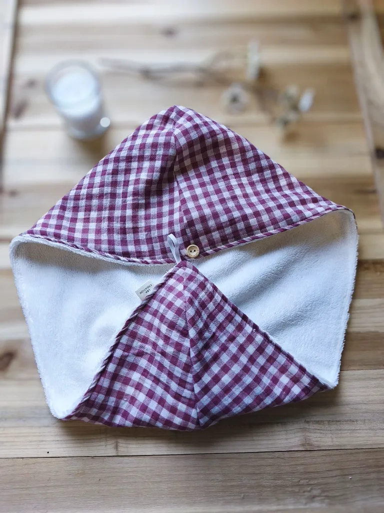 serviette turban pour cheveux - gaze coton bio et bambou - L&A Création