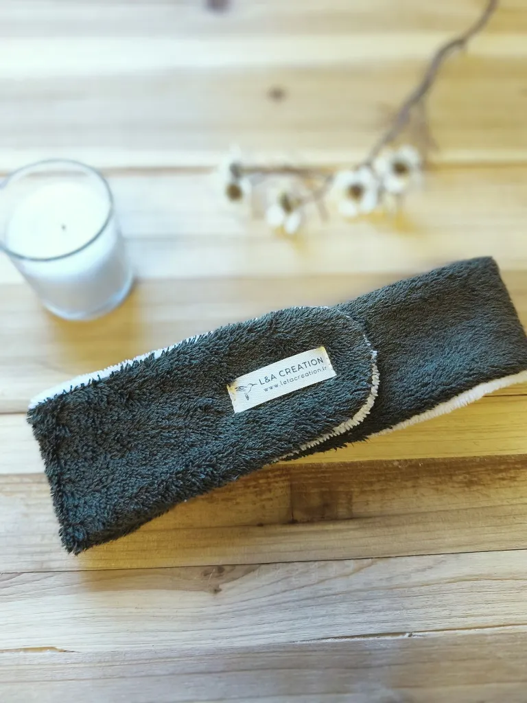 Bandeau de soins skincare en éponge Bio kaki