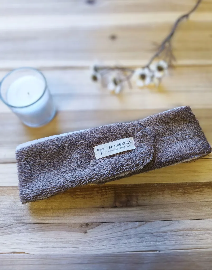 Bandeau de soins skincare en éponge Bio taupe