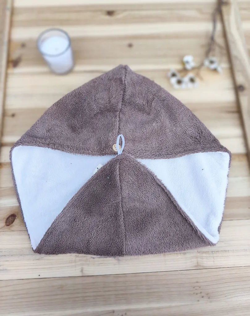 serviette cheveux taupe beige