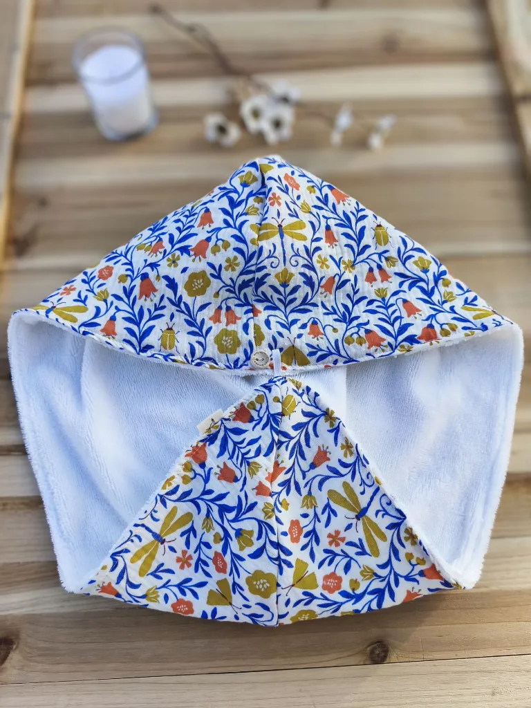 serviette turban pour cheveux - gaze coton bio et bambou - L&A Création
