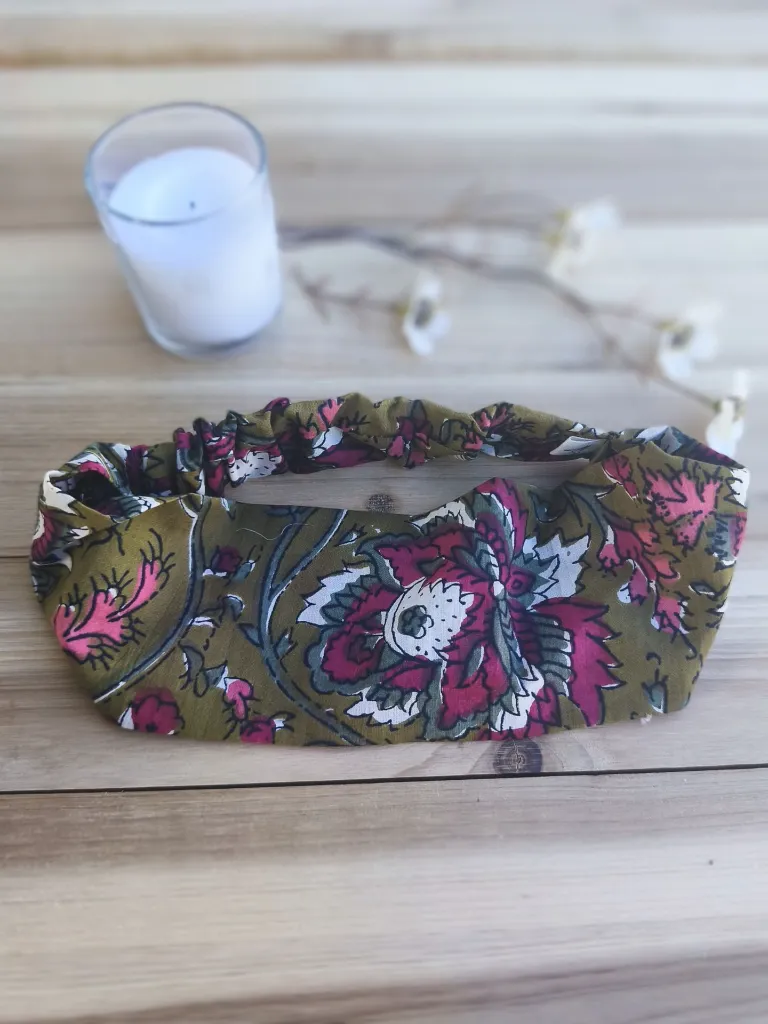 Bandeau cheveux tissu indien HandBlock Print L&A Création