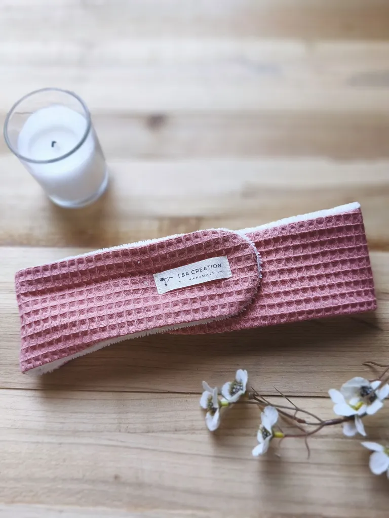 Bandeau de soin skincare en nid abeille coton bio et Bambou- règlable L&A Création