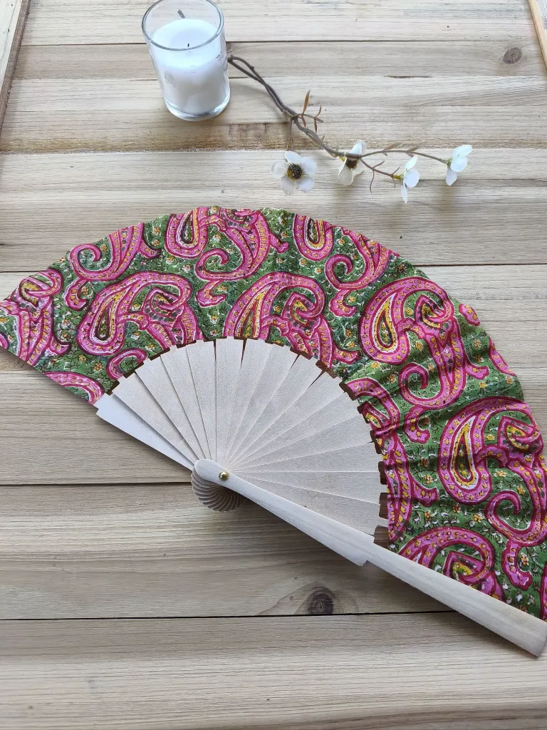 Eventail coton Indien Création artisanale Française