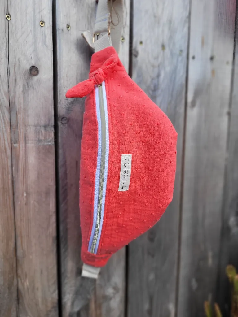 sac banane plumetis corail