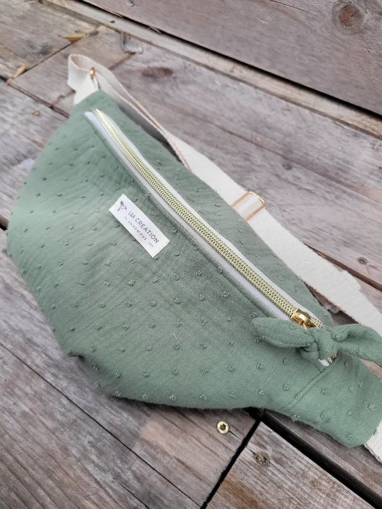 sac banane plumetis kaki