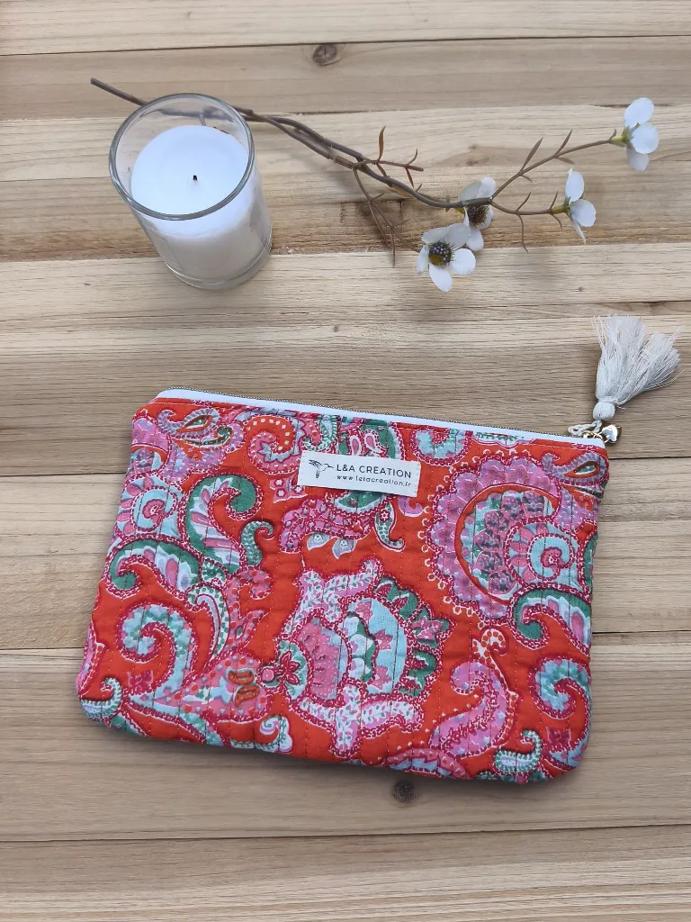 pochette matelassé en coton Indien HandBlock Print L&A Création