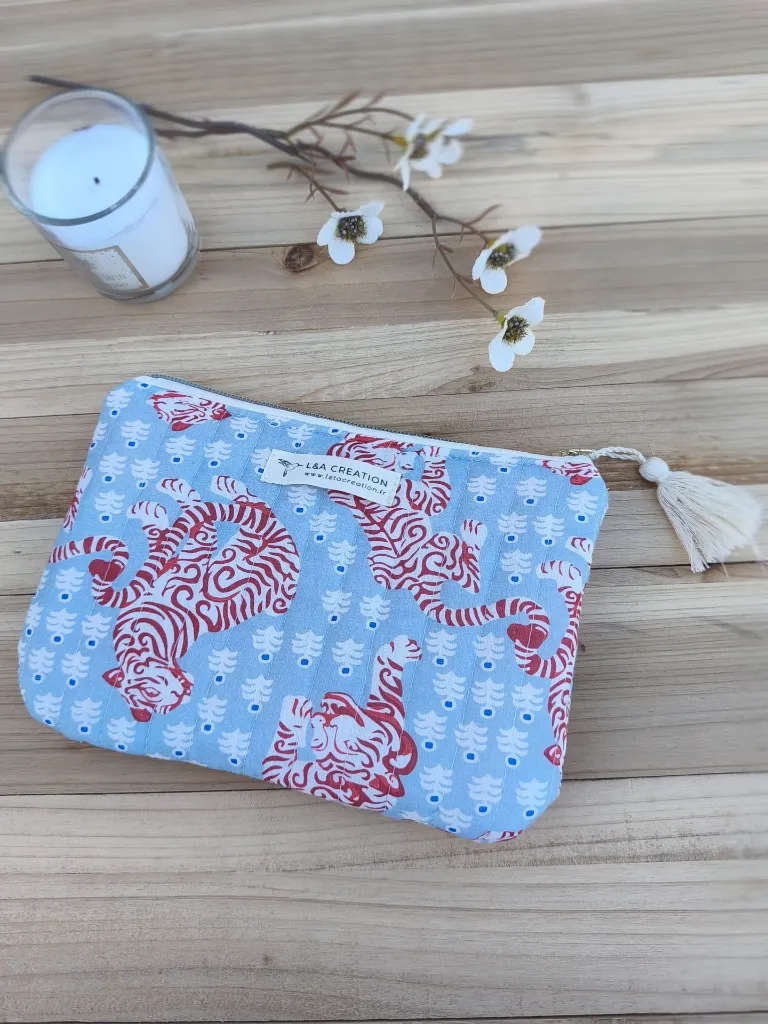pochette matelassé en coton Indien HandBlock Print L&A Création