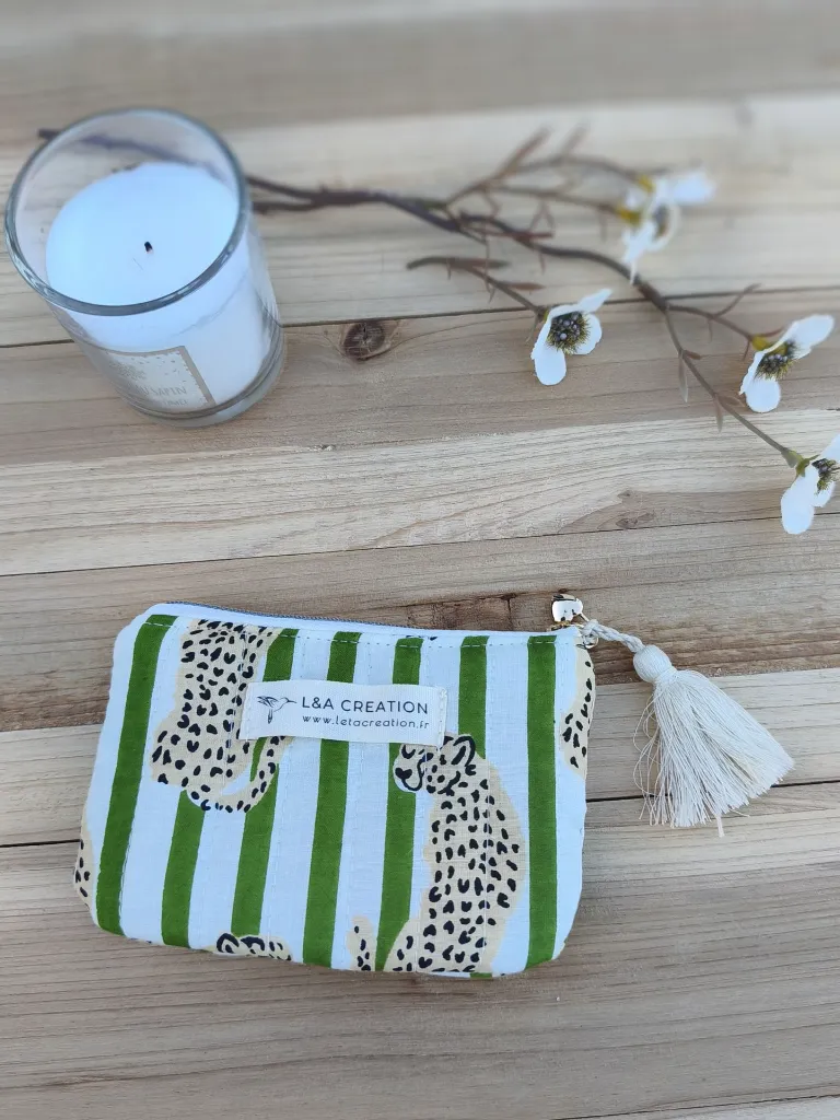 Porte monnaie petite pochette matelassée coton Indien L&A Création