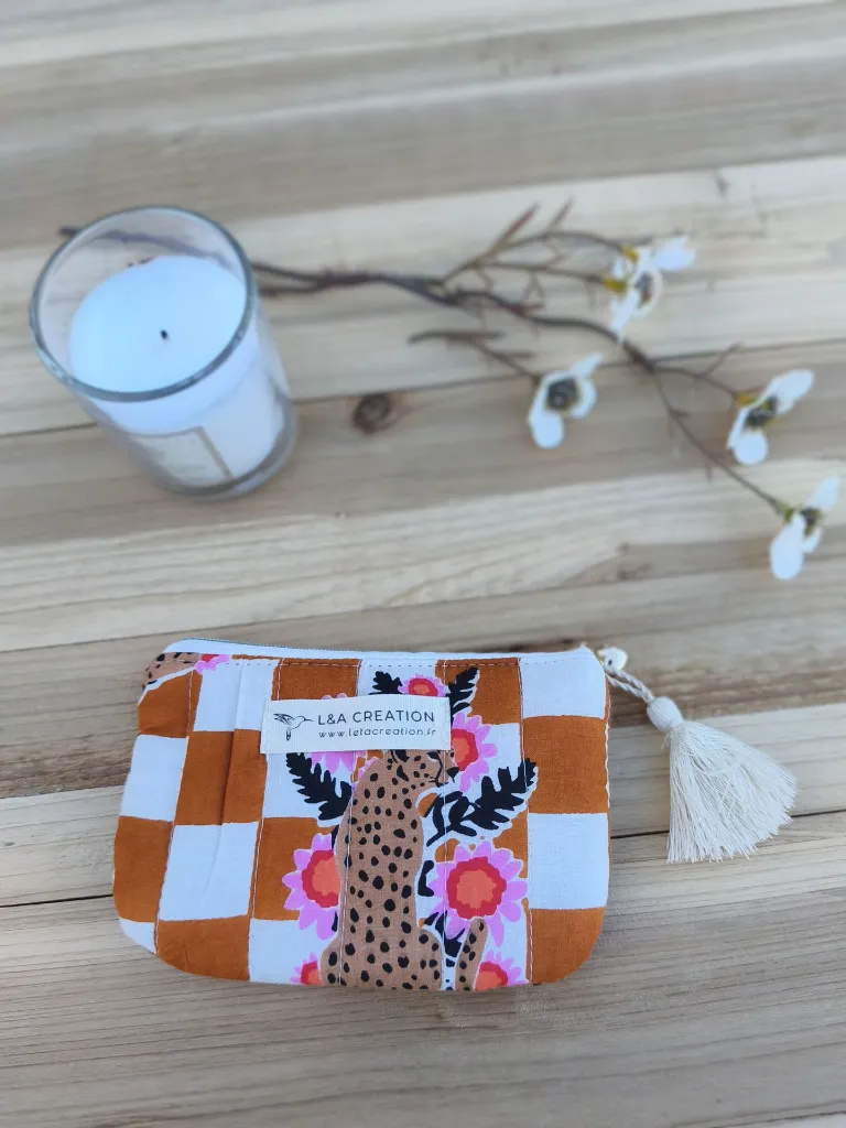 Porte monnaie petite pochette matelassée coton Indien L&A Création