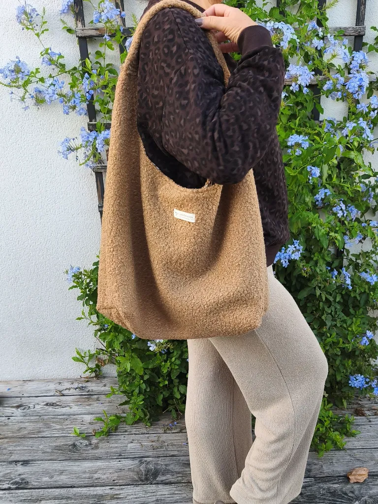 Sac hobo bouclette et gaze de coton bio L&A Création