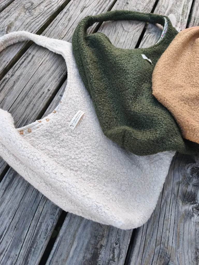 Sac hobo bouclette et gaze de coton bio L&A Création