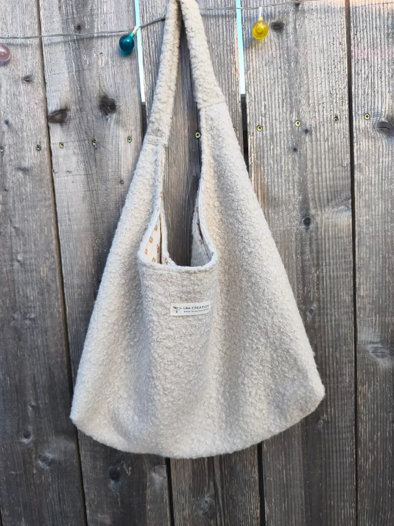 Sac hobo bouclette et gaze de coton bio L&A Création