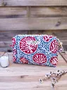 Trousse matelassé tissu Indien bleu rouge L&A Création.webp