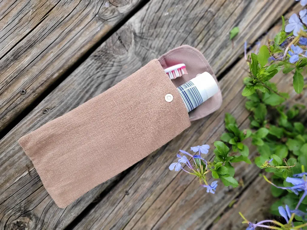 Etui de voyage pour brosse à dents et dentifrice - Couleur au choix en lin